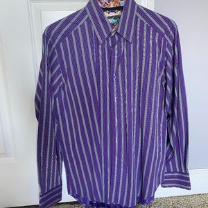 Robert Graham Purple Stripe Dress Shirt